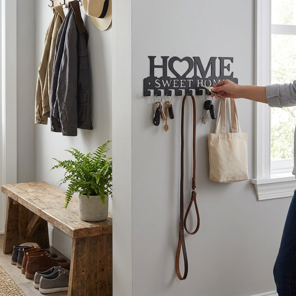 10-Hook Wall-Mounted Metal Key Holder